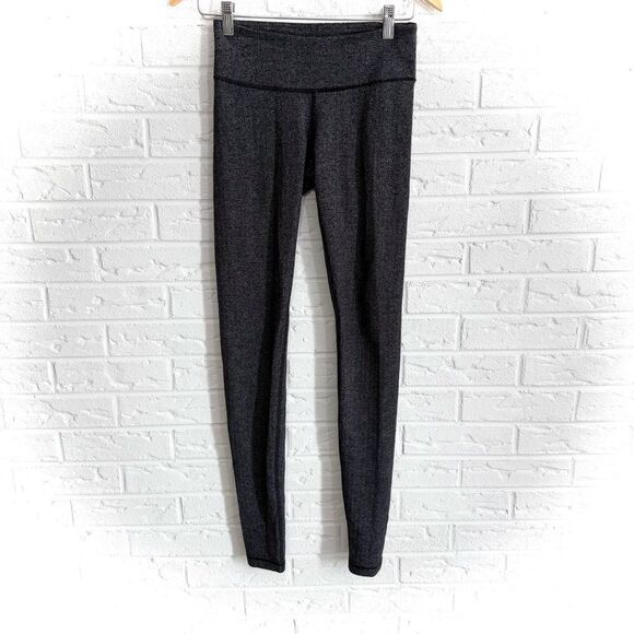 Lululemon Wunder Under Pant Heathered Herringbone Heathered Black Size 4 - Picture 1 of 6